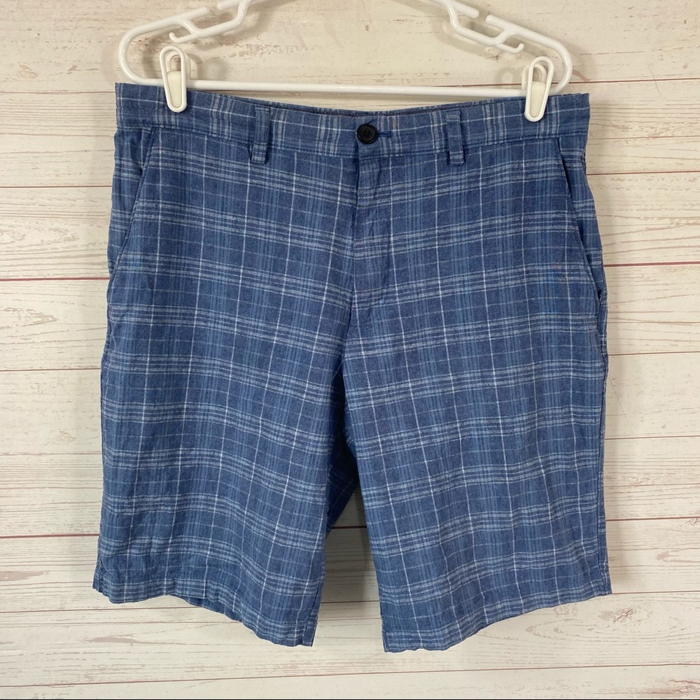 Banana Republic Emerson Linen Blend Plaid Shorts